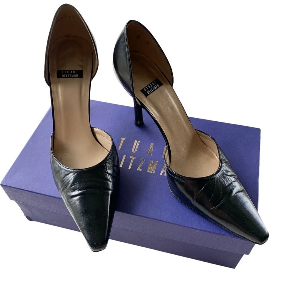 Stuart Weitzman Black Leather Heel Pumps